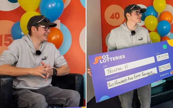 Young lottery winner grows emotional over chanc